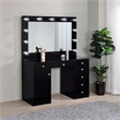 Maklaine 7-Drawer Engineered Wood Vanity Set in Black High Gloss