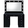 Maklaine 7-Drawer Engineered Wood Vanity Set in Black High Gloss