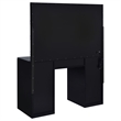 Maklaine 7-Drawer Engineered Wood Vanity Set in Black High Gloss