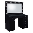 Maklaine 7-Drawer Engineered Wood Vanity Set in Black High Gloss