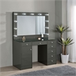 Maklaine 7-Drawer Engineered Wood Vanity Set in Gray High Gloss