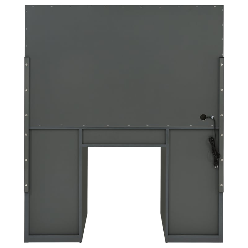 Maklaine 7-Drawer Engineered Wood Vanity Set in Gray High Gloss