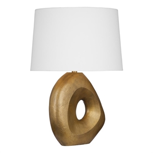 maklaine contemporary metal table lamp with tapered drum shade in gold
