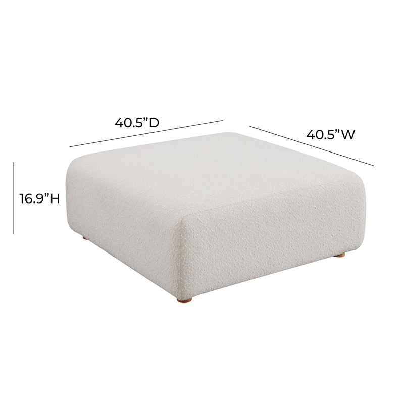 Maklaine Modern Handmade Cream Boucle Fabric Upholstered Ottoman