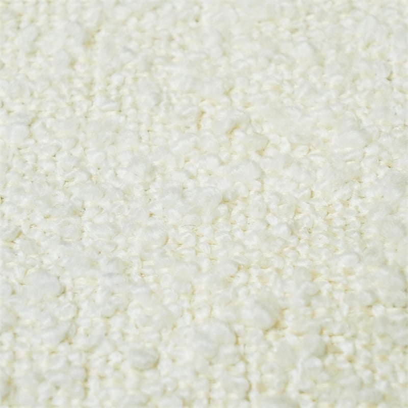 Maklaine Modern Handmade Cream Boucle Fabric Upholstered Ottoman