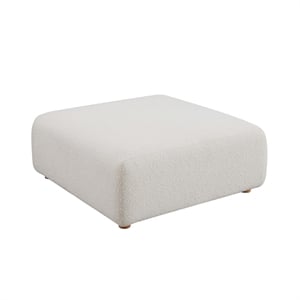 Maklaine Modern Handmade Cream Boucle Fabric Upholstered Ottoman