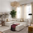Maklaine Modern Handmade Cream Boucle Fabric Upholstered Ottoman