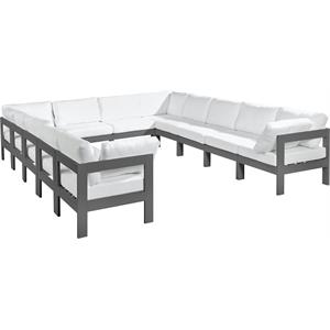 Maklaine Contemporary White Outdoor Fabric Patio Modular Sectional