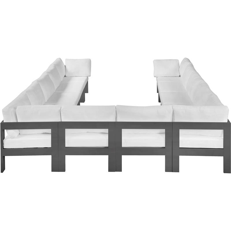 Maklaine Contemporary White Outdoor Fabric Patio Modular Sectional