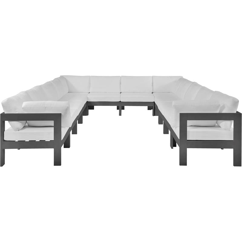 Maklaine Contemporary White Outdoor Fabric Patio Modular Sectional