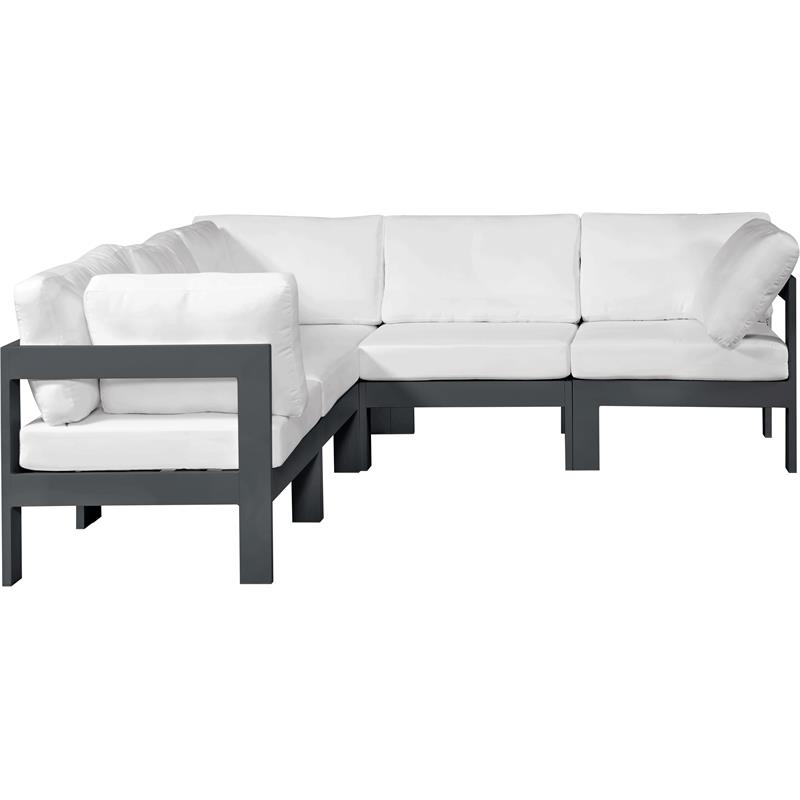 Maklaine Contemporary White Outdoor Fabric Patio Modular Sectional