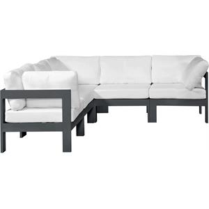 Maklaine Contemporary White Outdoor Fabric Patio Modular Sectional