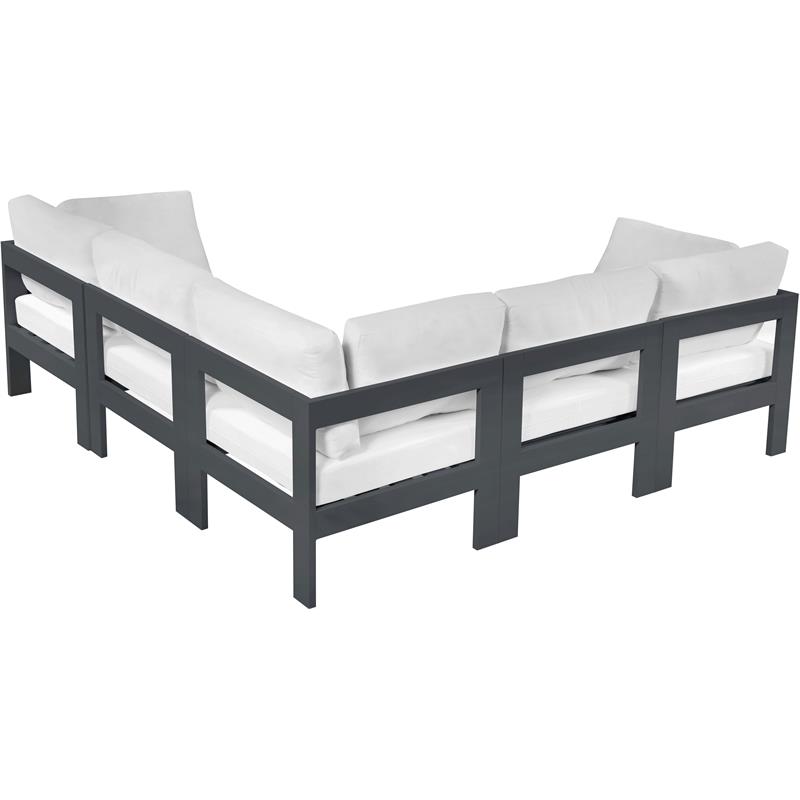 Maklaine Contemporary White Outdoor Fabric Patio Modular Sectional