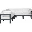 Maklaine Contemporary White Outdoor Fabric Patio Modular Sectional