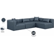 Maklaine Contemporary Navy Blue Vegan Leather 4-Pc L-Shaped Modular Sectional