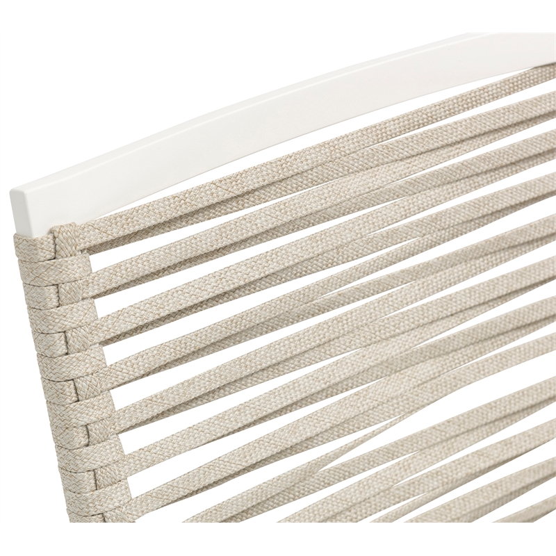 Maklaine Contemporary Cream Rope Fabric Outdoor Patio Dining Arm Chair