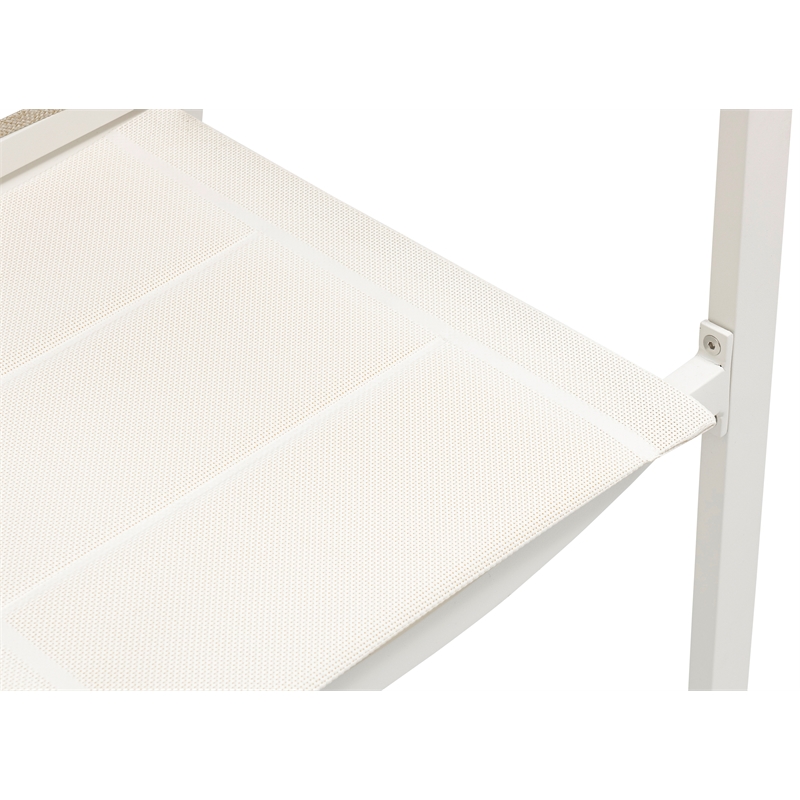 Maklaine Contemporary Cream Rope Fabric Outdoor Patio Dining Arm Chair