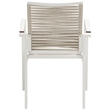 Maklaine Contemporary Cream Rope Fabric Outdoor Patio Dining Arm Chair