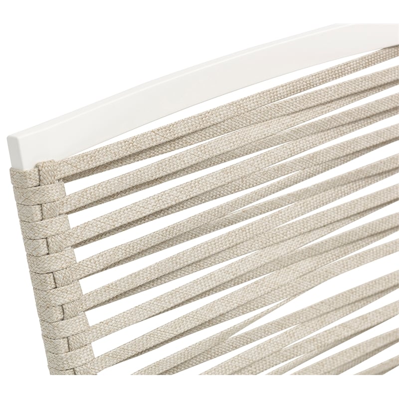 Maklaine Contemporary Cream Rope Fabric Outdoor Patio Dining Arm Chair