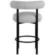 Maklaine Contemporary Iron Metal Frame Rich Gray Boucle Fabric Stool