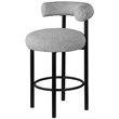 Maklaine Contemporary Iron Metal Frame Rich Gray Boucle Fabric Stool