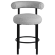 Maklaine Contemporary Iron Metal Frame Rich Gray Boucle Fabric Stool