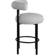 Maklaine Contemporary Iron Metal Frame Rich Gray Boucle Fabric Stool