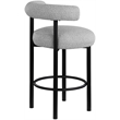 Maklaine Contemporary Iron Metal Frame Rich Gray Boucle Fabric Stool