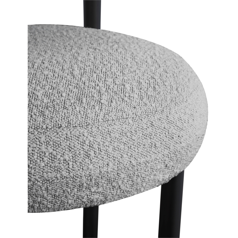 Maklaine Contemporary Iron Metal Frame Rich Gray Boucle Fabric Stool