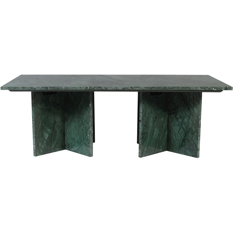 Maklaine Contemporary Green Handcrafted Genuine Marble Coffee Table