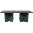 Maklaine Contemporary Green Handcrafted Genuine Marble Coffee Table