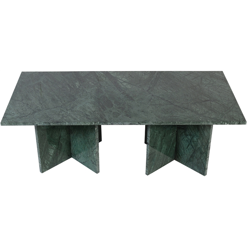Maklaine Contemporary Green Handcrafted Genuine Marble Coffee Table