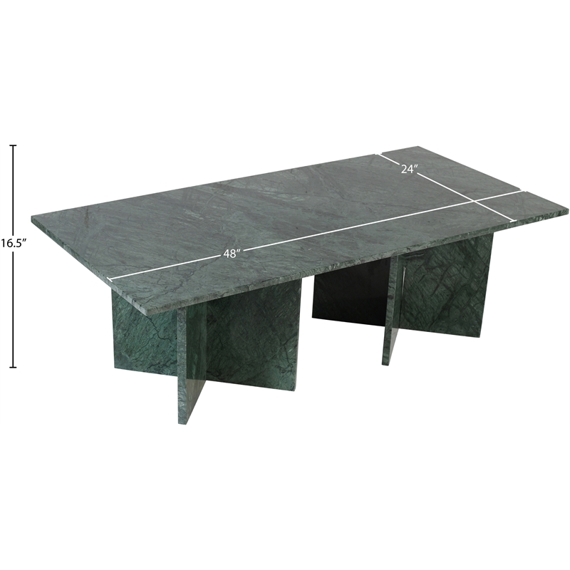 Maklaine Contemporary Green Handcrafted Genuine Marble Coffee Table