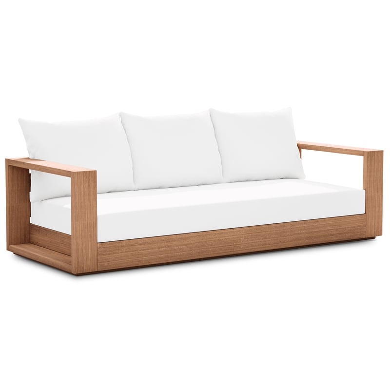 Maklaine Contemporary Off White Water Resisting Fabric Outdoor Sofa
