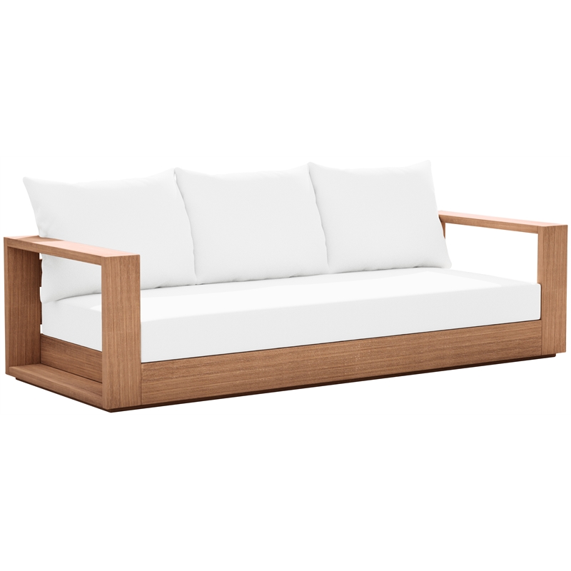 Maklaine Contemporary Off White Water Resisting Fabric Outdoor Sofa