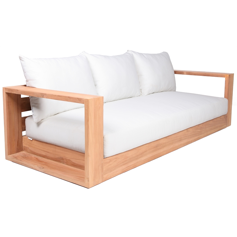 Maklaine Contemporary Off White Water Resisting Fabric Outdoor Sofa