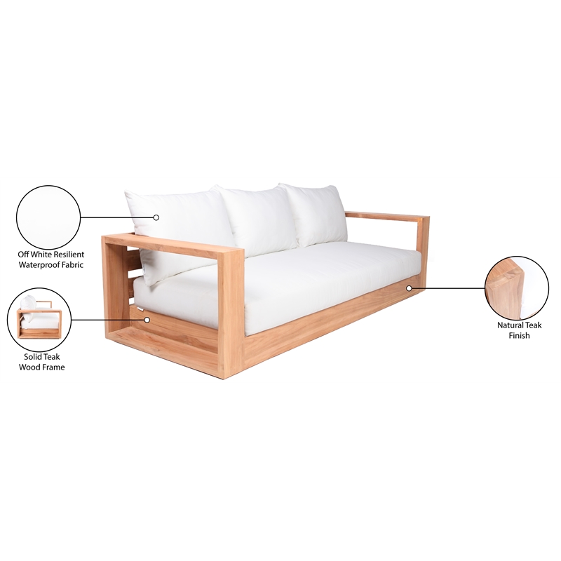 Maklaine Contemporary Off White Water Resisting Fabric Outdoor Sofa