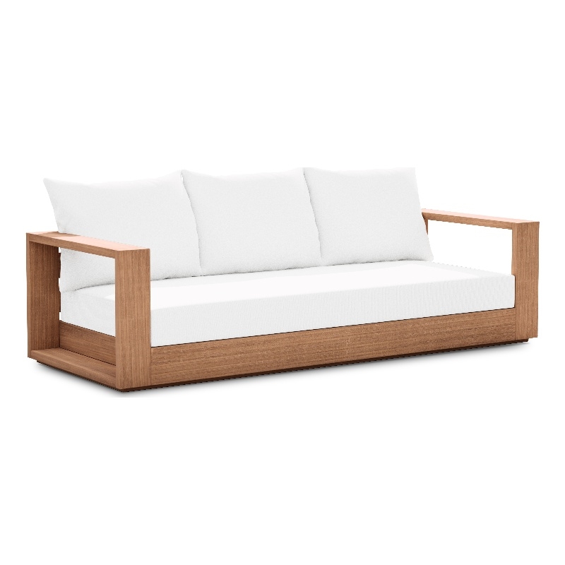 Maklaine Contemporary Off White Water Resisting Fabric Outdoor Sofa