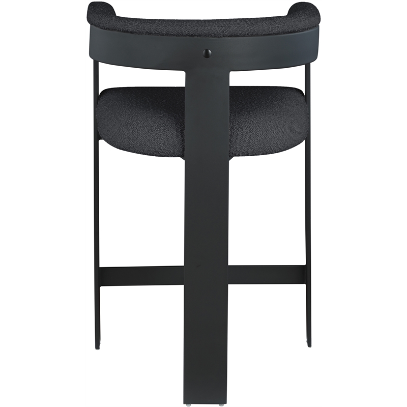 Maklaine Contemporary Black Boucle Fabric Counter Stool (Set of 2)