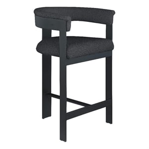 Maklaine Contemporary Black Boucle Fabric Counter Stool (Set of 2)