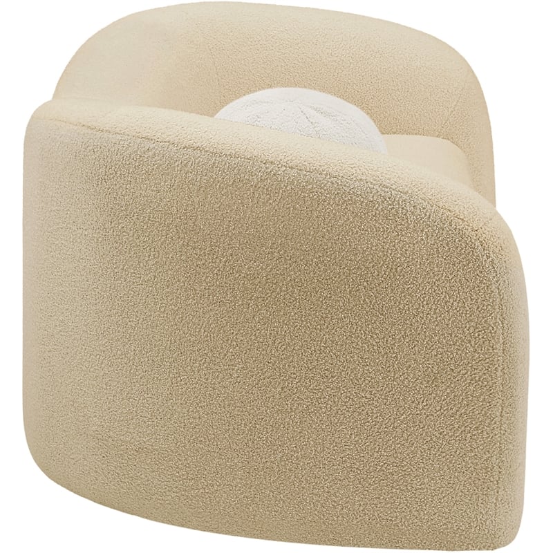 Maklaine Contemporary Beige Faux Shearling Teddy Fabric Loveseat