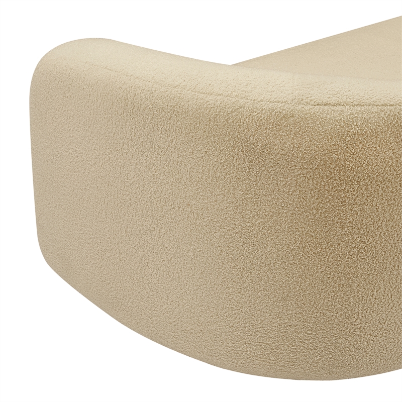 Maklaine Contemporary Beige Faux Shearling Teddy Fabric Loveseat