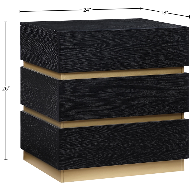 Maklaine Contemporary Rich Black Oak Engineered Wood Night Stand