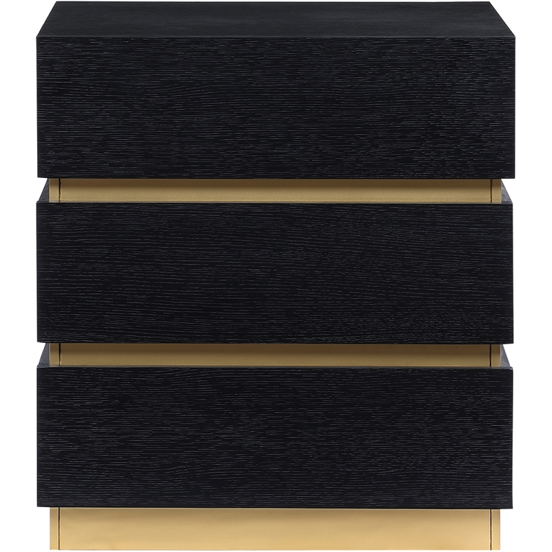 Maklaine Contemporary Rich Black Oak Engineered Wood Night Stand