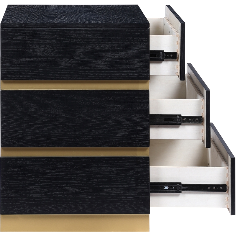 Maklaine Contemporary Rich Black Oak Engineered Wood Night Stand