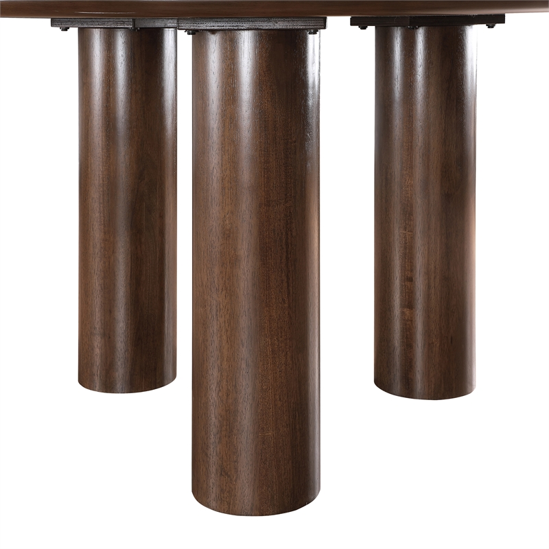 Maklaine Mid-Century Rich Brown Walnut Engineered Wood Dining Table