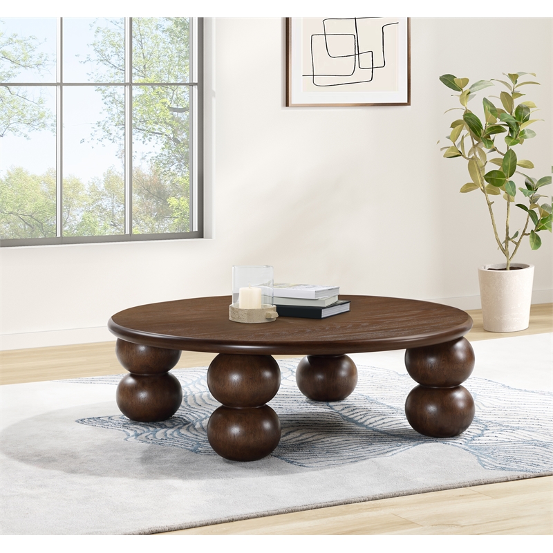 Maklaine Mid-Century Brown Engineered Wood And Oak Veneer Coffee Table