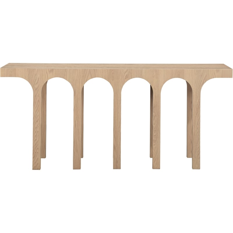 Maklaine Contemporary Rich Natural Oak Engineered Wood Console Table