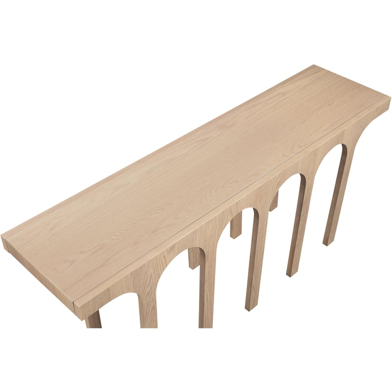 Maklaine Contemporary Rich Natural Oak Engineered Wood Console Table