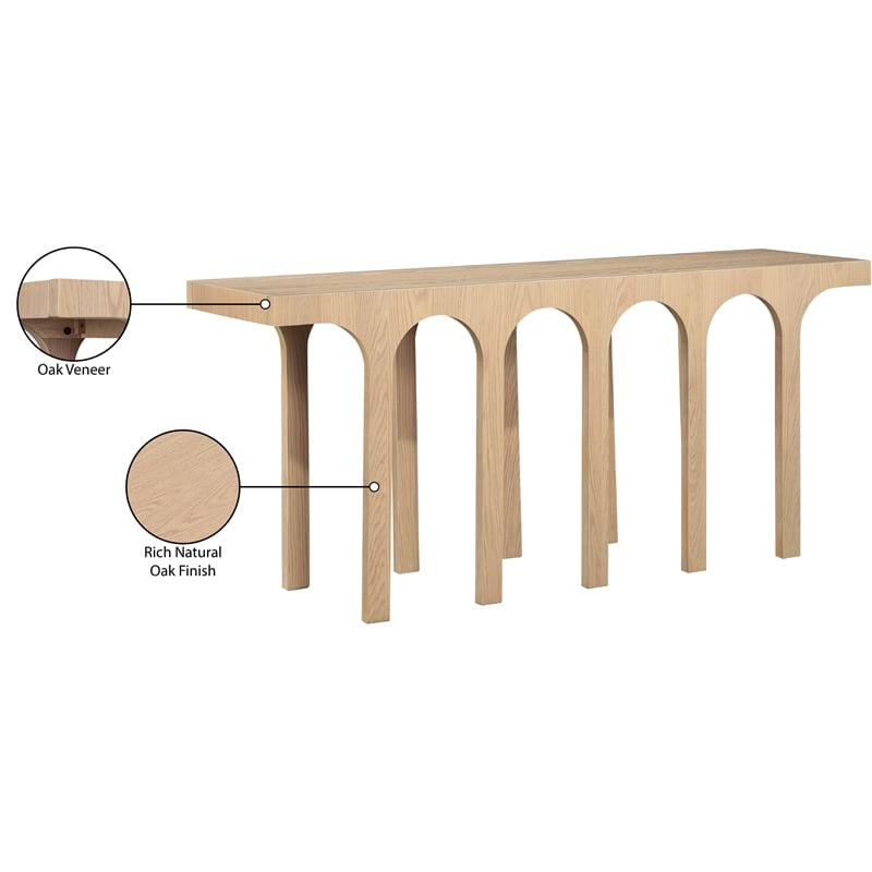 Maklaine Contemporary Rich Natural Oak Engineered Wood Console Table